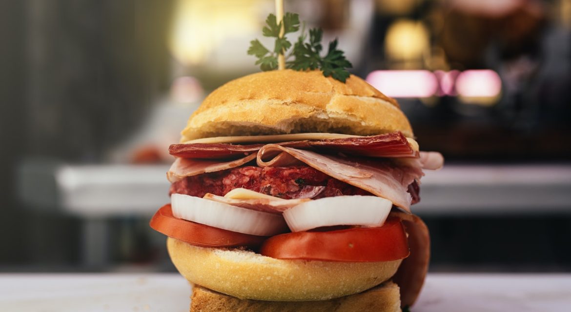 Hamburguer in butchery shop.